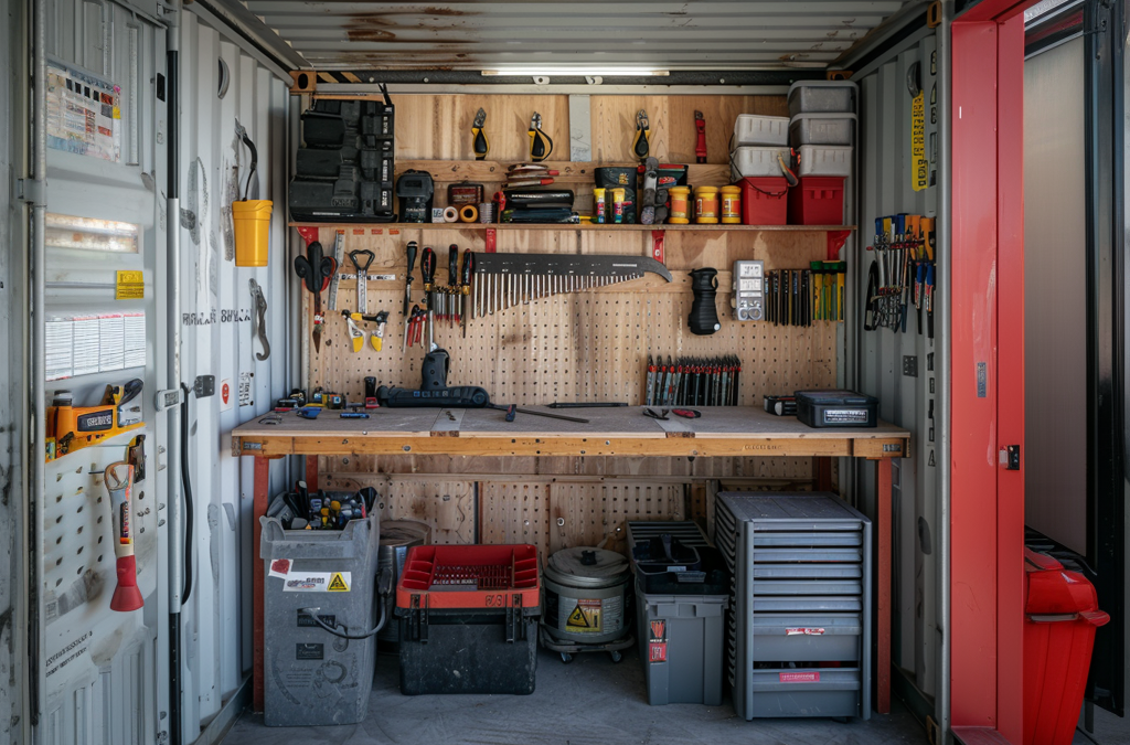 workbench in shipping container