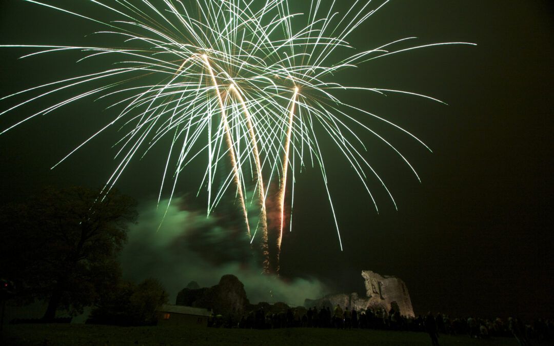 Firework display at Denbigh castle