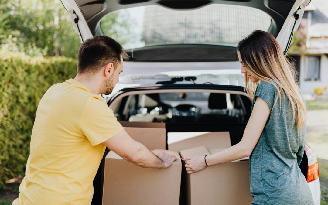 packing boxes in car