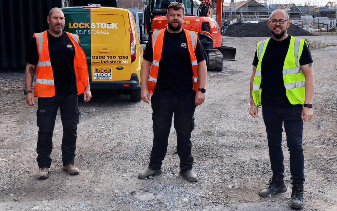 Lock Stock's Jamie Jones, Sion Jones and Michael Trow on site at the beginning of works in Winsford