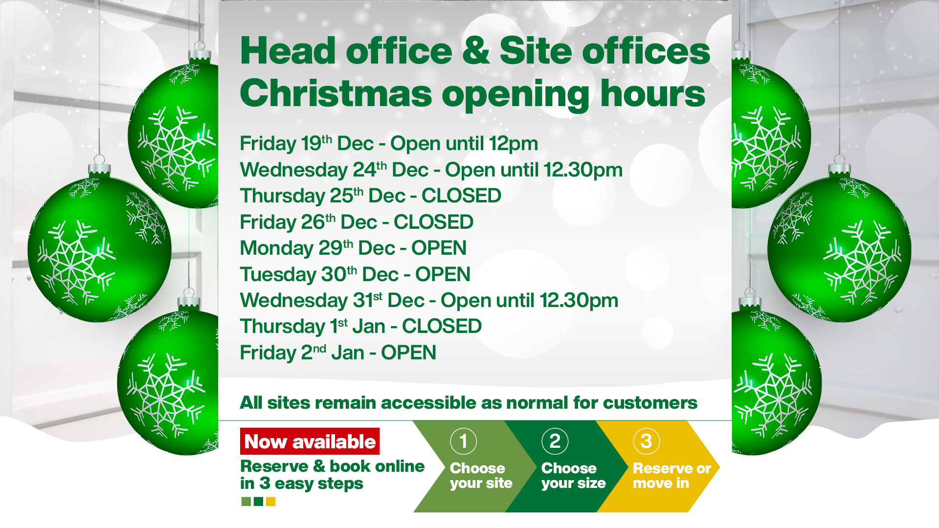 Lock Stock xmas opening times